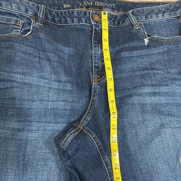Lane Bryant Low Rise Boot Cut Distressed Patch Denim Jeans 22 Short - Picture 5 of 14
